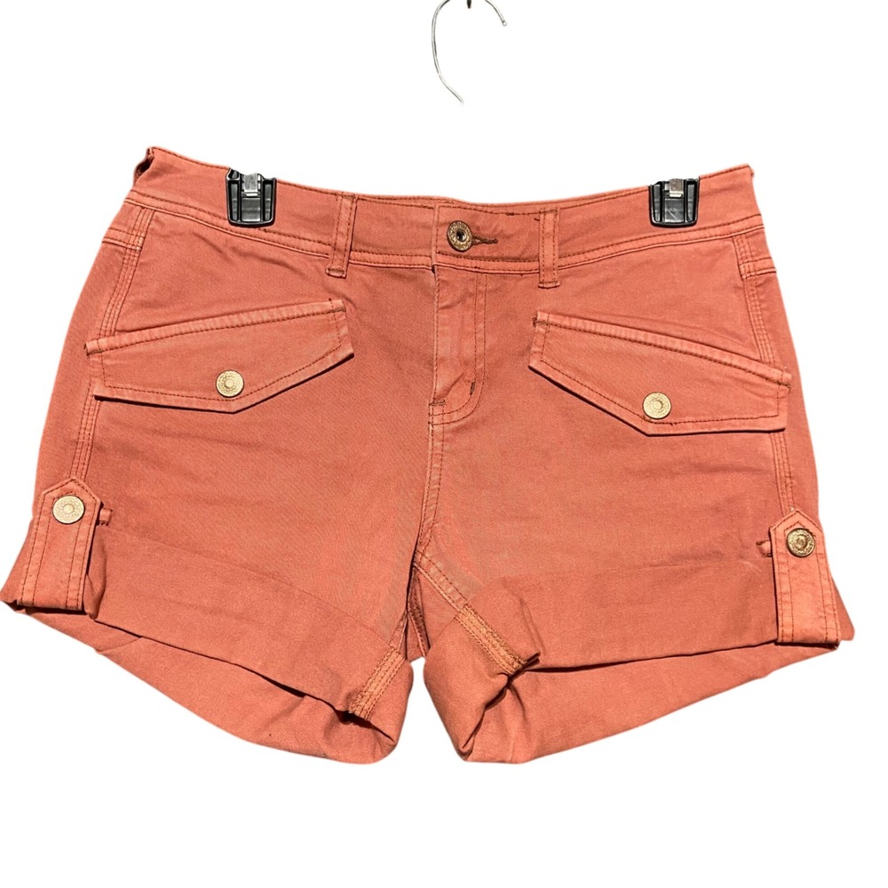 Free People Delaney Utility Style Cuffed Shorts Burnt Orange Size 2 Boho Twill